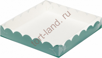 Коробка для печенья и пряников 200*200*35 мм ЗЕЛЕНАЯ матовая – «Тортленд»