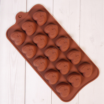 Форма силиконовая для шоколада "Влюбленные сердца" 20*10 см, 15 ячеек – «Тортленд»