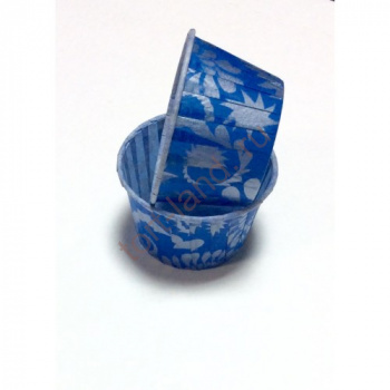 Форма бумажная МАФФИН синяя дамаск 50*40 мм (10 шт) – «Тортленд»