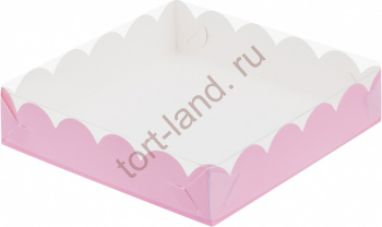 Коробка для печенья и пряников 250*250*35 мм Розовая матовая – «Тортленд»