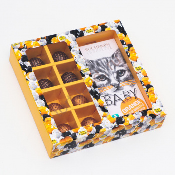 Коробка под 8 конфет + шоколад, с окном, "Шары", 17,7 х 17,85 х 3,85 см – «Тортленд»