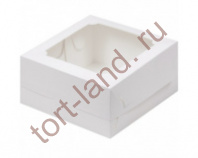 Коробка для бенто-торта с окном 160*160*80 мм (белая)