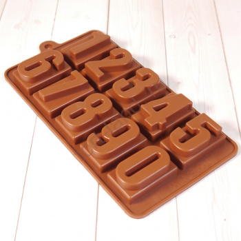 Форма силиконовая для шоколада "Цифры" 20*10 см, 10 ячеек – «Тортленд»