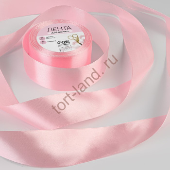 Лента атласная, 40 мм × 23 ± 1 м, цвет розовый – «Тортленд»
