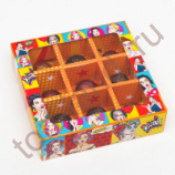 Коробка картонная с обечайкой под 9 конфет, "POP ART", 13,7 х 13,7 х 3,5 см