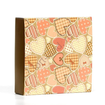 Коробка под 9 конфет с обечайкой "Сердца" с окном, 14,5 х 14,5 х 3,5 см – «Тортленд»