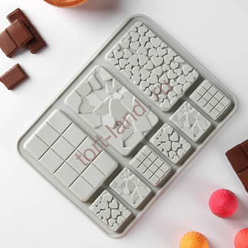 Форма силиконовая для шоколада «Шоколадное ассорти», 20×15 см, 9 ячеек – «Тортленд»