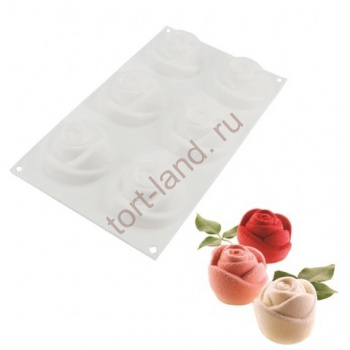 Форма для муссовых десертов Розы 6 ячеек, 29*17*5 см – «Тортленд»