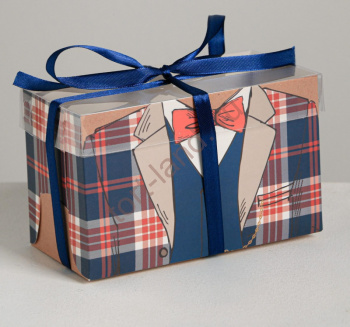 Коробка на 2 капкейка «Настоящему мужчине», 16 × 8 × 10 см – «Тортленд»
