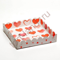 Коробочка для печенья с PVC крышкой, "С любовью", 15 х 15 х 3 см