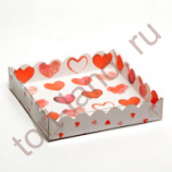 Коробочка для печенья с PVC крышкой, "С любовью", 15 х 15 х 3 см