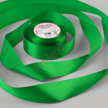 Лента атласная, 40 мм × 23 ± 1 м, цвет зелёный – «Тортленд»