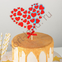 Топпер на торт «Сердце в сердце», 23×12,5 см, цвет красный