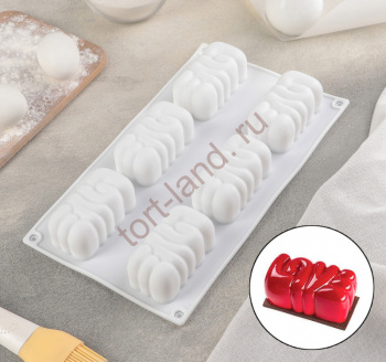 Форма для муссовых десертов и выпечки «Любовь», 29,5×17×3,5 см, 6 ячеек, 8×5 см – «Тортленд»