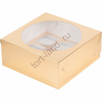 Коробка для капкейков на 9 ячеек ЗОЛОТО – «Тортленд»