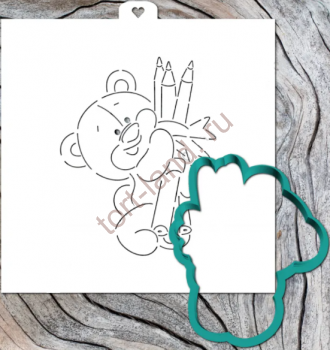 Трафарет+форма «Мишка с карандашами 2» – «Тортленд»
