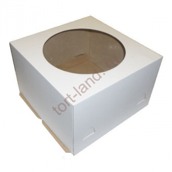 Коробка для торта 300*300*190 с ОКНОМ, до 5 кг (сборная) – «Тортленд»