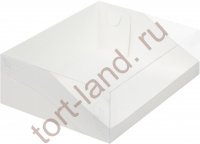 Коробка для торта 310*235*100 с пластиковой крышкой, Белая